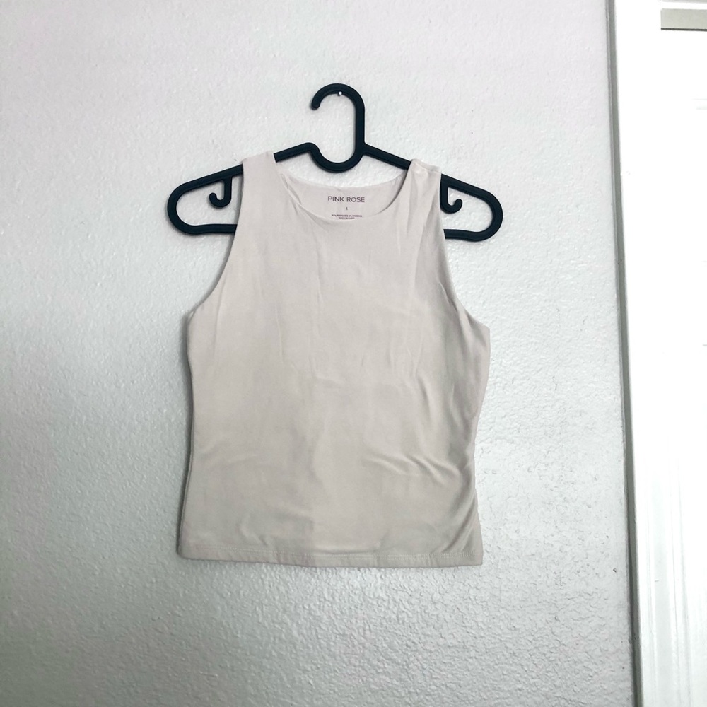 Pink Rose Women's Light Cream Tank Top